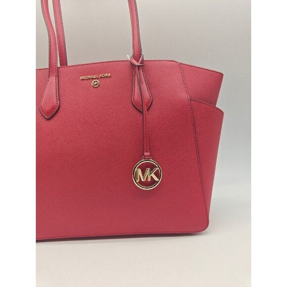 MICHAEL KORS Marilyn saffiano leather women's medium tote bag purse -CRIMSON/RED - Picture 3 of 11
